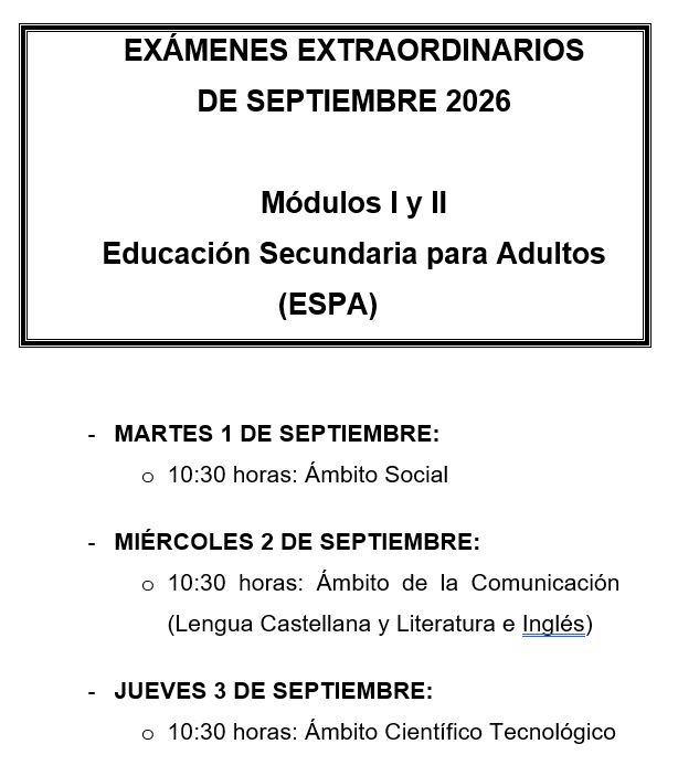 Exámenes ESPA septiembre 2026